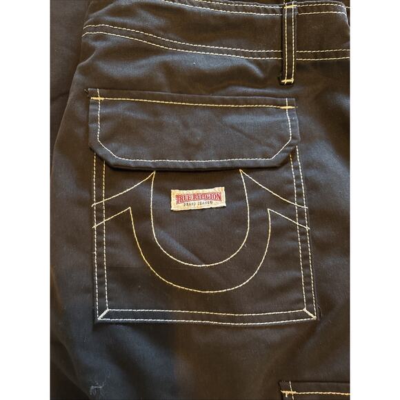 NWT TRUE RELIGION Pants Mens 36 Jet Black Cargo Pants Carpenter Work Wear $159 - Picture 4 of 5